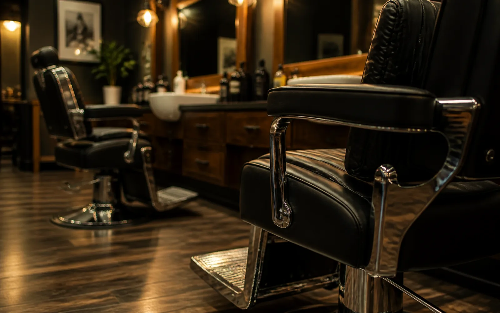 Hot towel shaving ritual in warm barbershop light